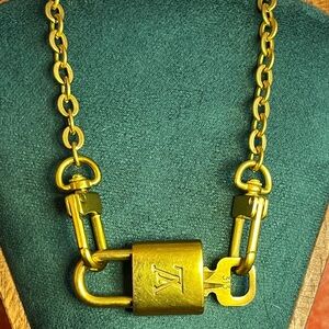 Louis Vuitton Gold Chain Padlock Necklace 18”